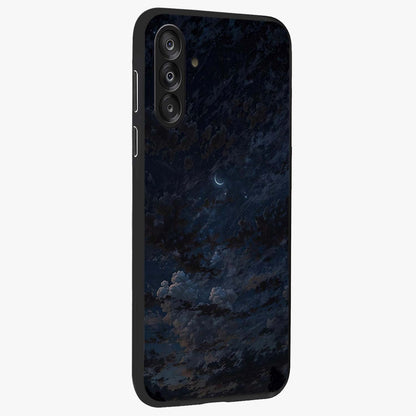 Lunar Veil Silence Glass Case upright view showcasing calm moon themed artwork with serene night atmosphere.