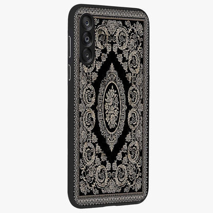 Noir Bloom Elegance Glass Case upright view showcasing graceful floral artwork with luxurious dark theme.