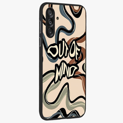 Out Of Mind Glass Case upright view showcasing striking typography artwork with edgy conceptual theme.