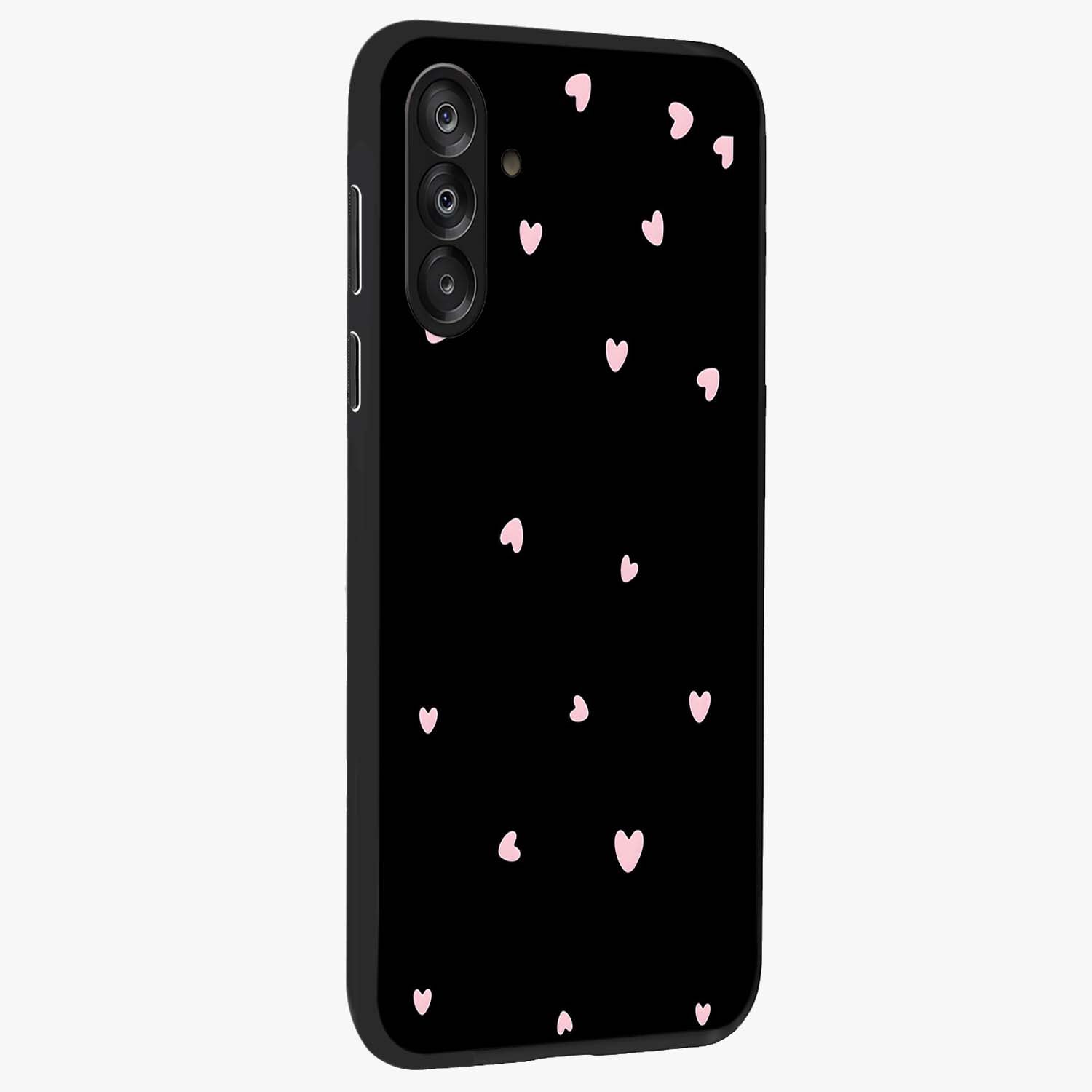 Pink Love Drops Glass Case upright view showcasing charming heart drop artwork with romantic playful theme.
