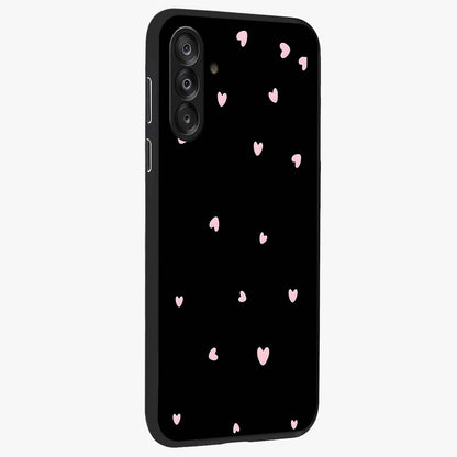 Pink Love Drops Glass Case upright view showcasing charming heart drop artwork with romantic playful theme.