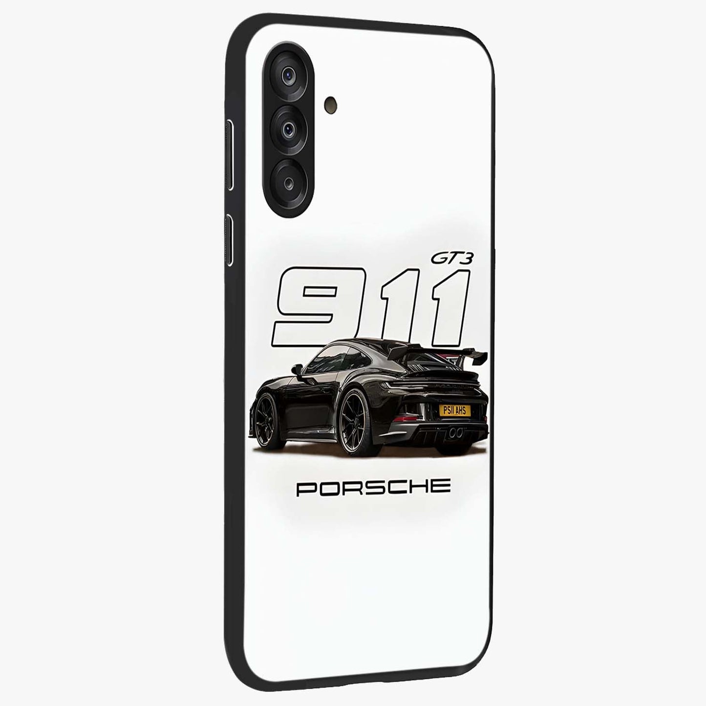 Turbo Legacy Icon Glass Case upright view showcasing bold racing inspired artwork with classic car theme.