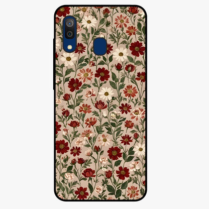 Biege Flower With Leaf Glass Case showing flat back view with soft beige floral artwork and glossy glass finish.