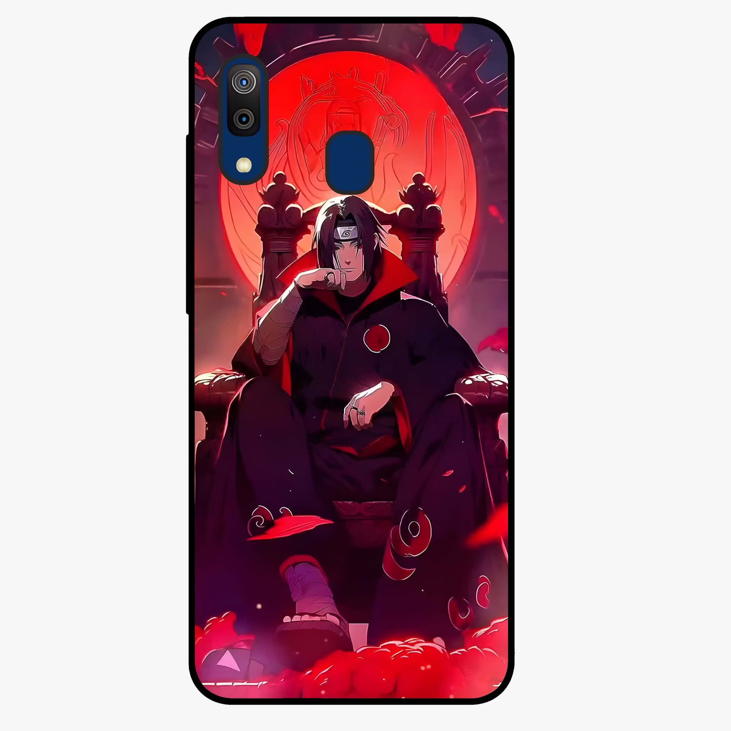 Blood Moon Sovereign Glass Case showing flat back view with mystical blood moon artwork and glossy glass finish.