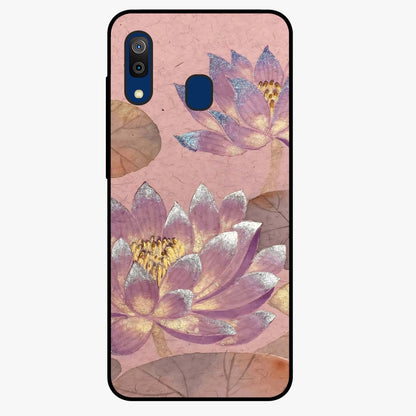 Blossom Mist Lotus Glass Case showing flat back view with serene lotus blossom artwork and glossy glass finish.