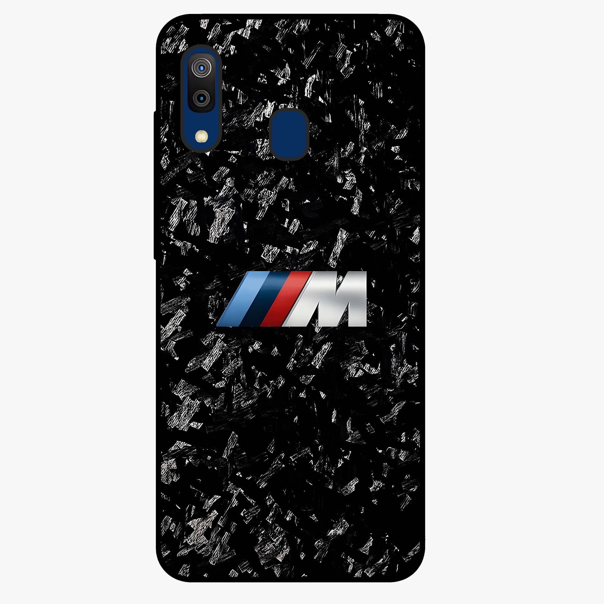 Carbon Speed Mark Glass Case showing flat back view with sporty carbon pattern artwork and glossy glass finish.