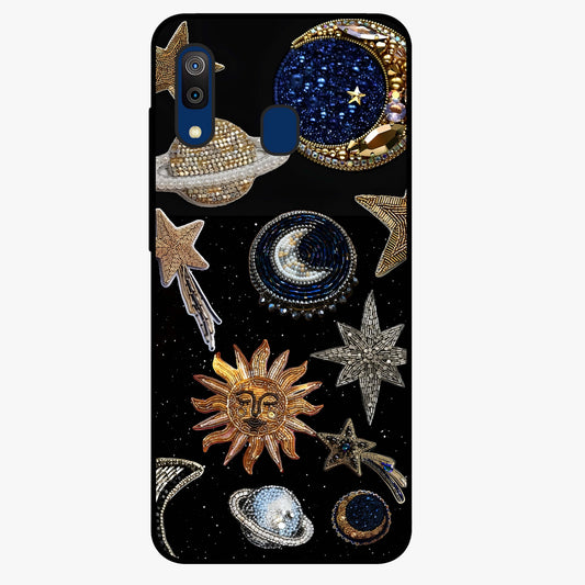 Celestial Gem Constellations Glass Case showing flat back view with sparkling constellation artwork and glossy glass finish.