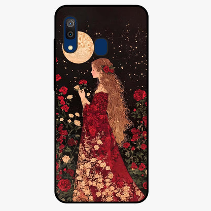 Crimson Dreams Glass Case showing flat back view with dreamy crimson artwork and glossy glass finish.