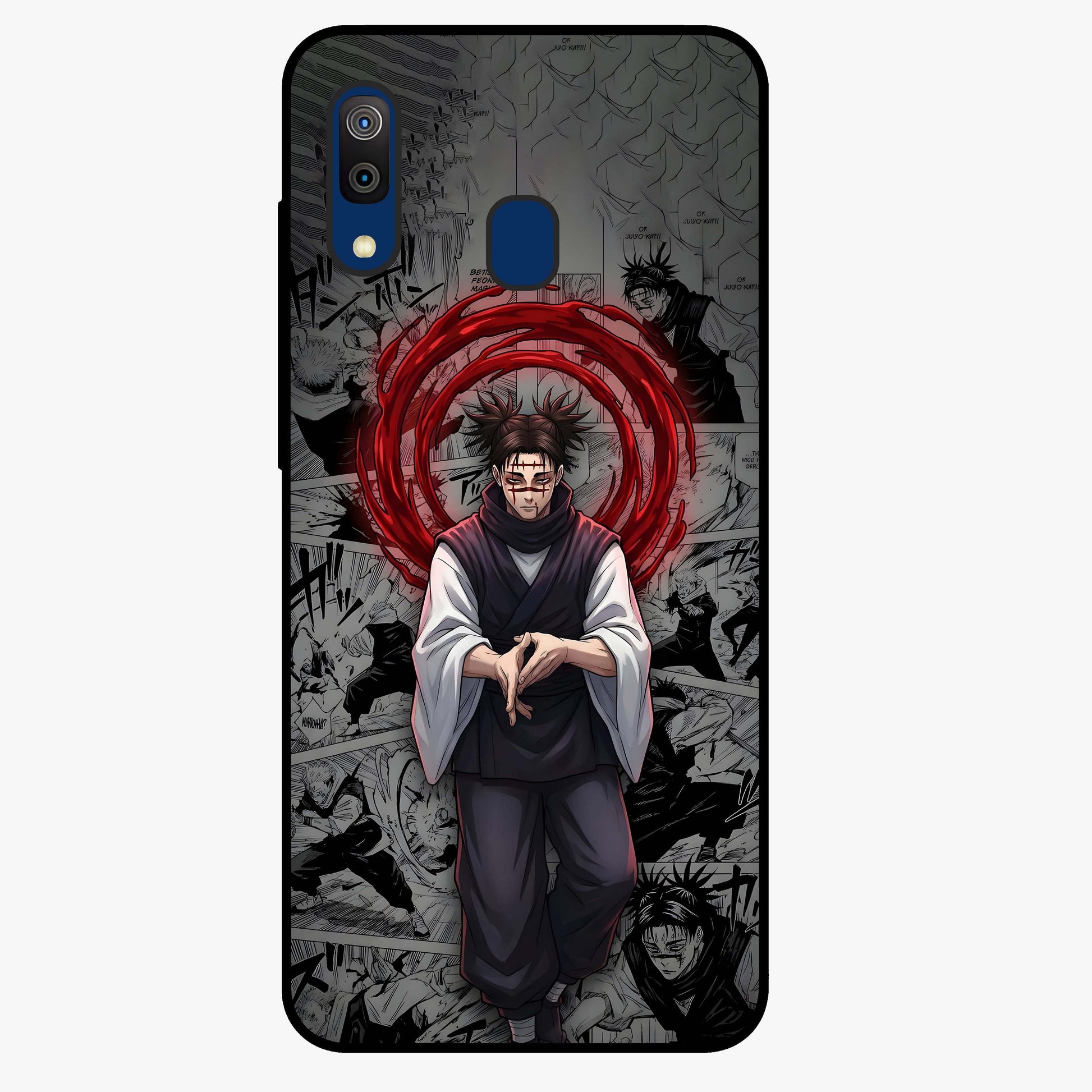 Cursed Ritual Ascension Glass Case showing flat back view with dark ritual themed artwork and glossy glass finish.