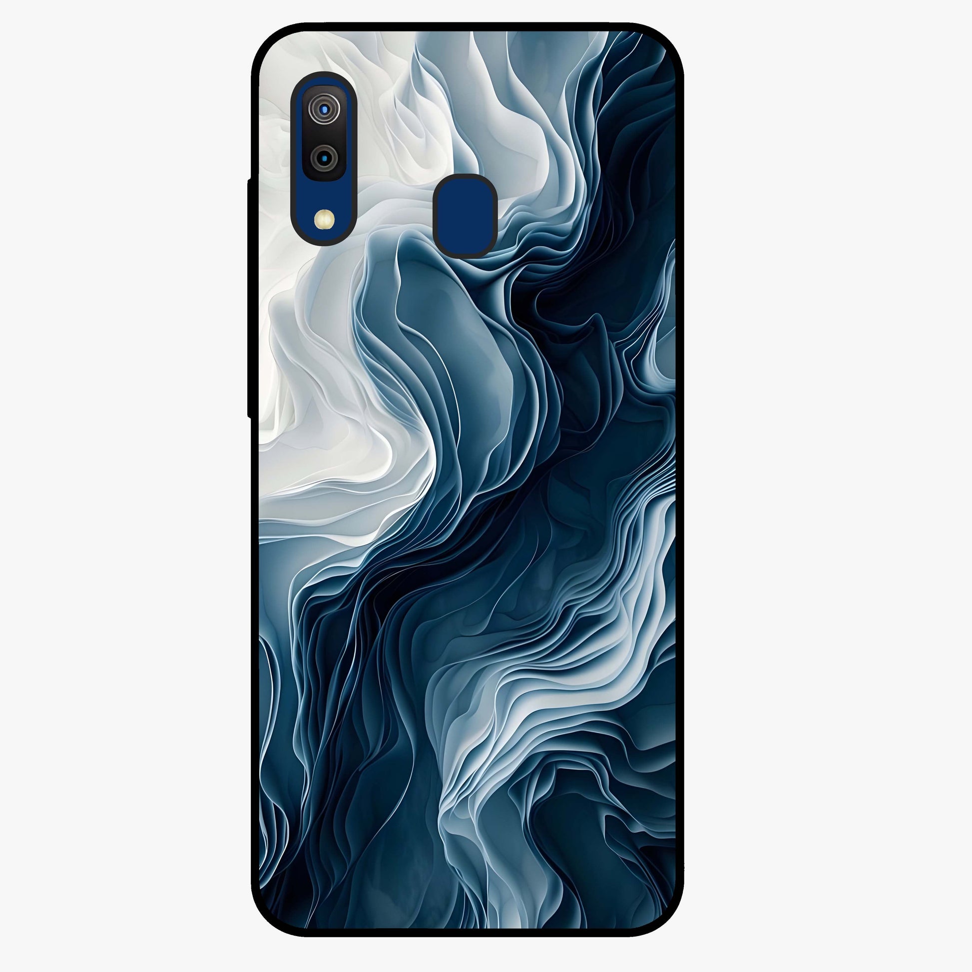 Ethereal Paper Marble Glass Case showing flat back view with soft marble paper texture artwork and glossy glass finish.