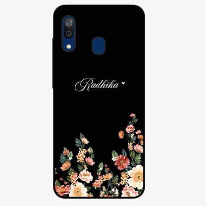 Floral Design With a Custom Personalized Name Glass Case showing flat back view with floral artwork and personalized name design.