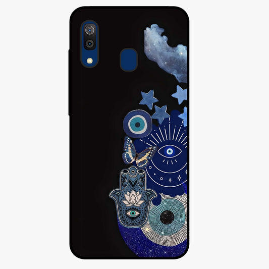 Galactic Charm Cluster Glass Case showing flat back view with glowing celestial charm artwork and glossy glass finish.