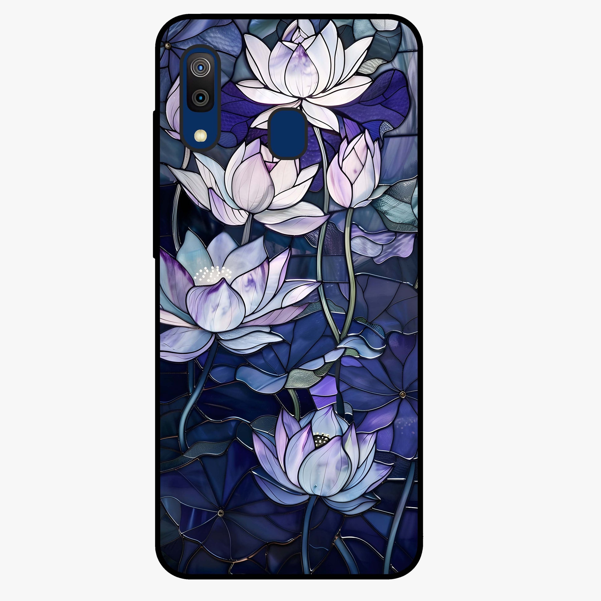 Gloss Petal Rush Glass Case showing flat back view with glossy flower petal artwork and smooth glass finish.