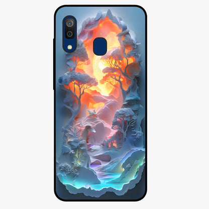 Glow Forest Portal Glass Case showing flat back view with glowing forest portal artwork and glossy glass finish.