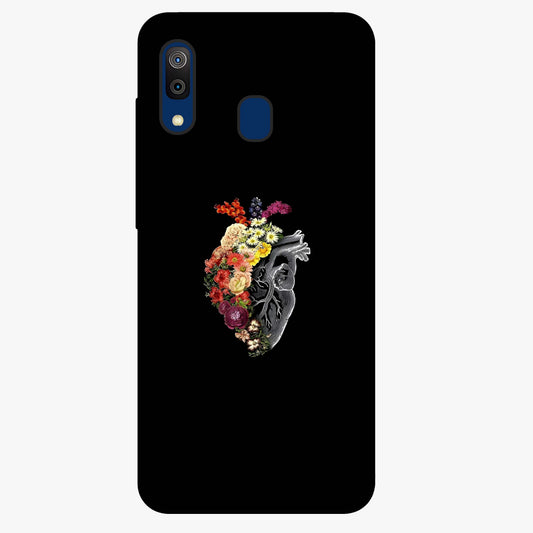 Heart With Flowers Glass Case showing flat back view with heart shaped floral artwork and glossy glass finish.