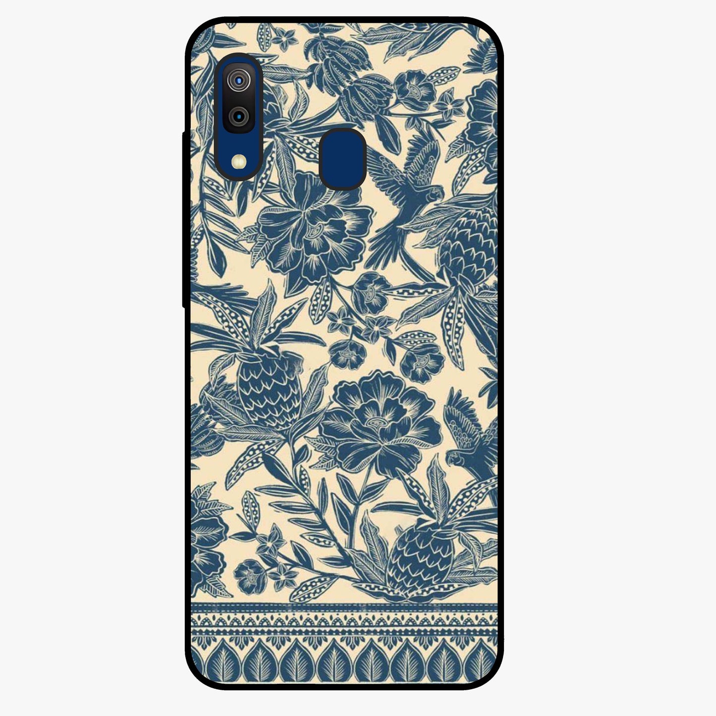 Heirloom Wild Bloom Glass Case showing flat back view with vintage inspired wild flower artwork and glossy glass finish.