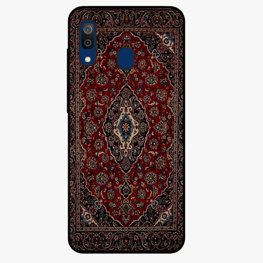 Heritage Carpet Royale Glass Case showing flat back view with ornate Persian carpet inspired pattern and glossy glass finish.