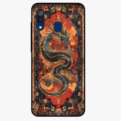 Inferno Dragon Soul Glass Case showing flat back view with fiery dragon artwork and glossy glass finish.