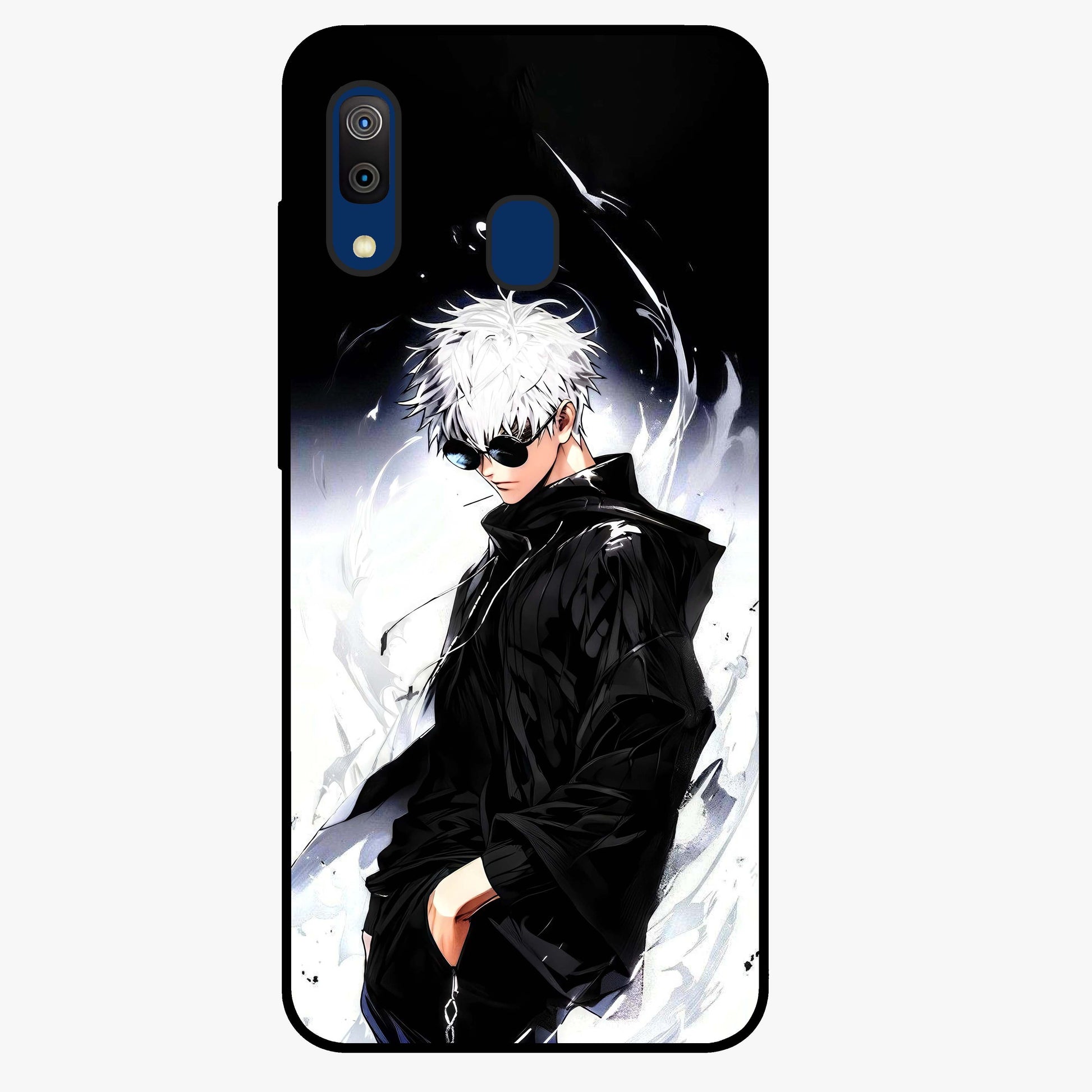 Limitless Shadow King Glass Case showing flat back view with powerful shadow warrior artwork and glossy glass finish.