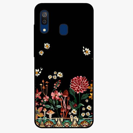 Midnight Bloom Pattern Glass Case showing flat back view with dark floral pattern artwork and glossy glass finish.