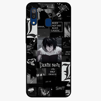 Midnight Chaos Mind Glass Case showing flat back view with abstract dark themed artwork and glossy glass finish.