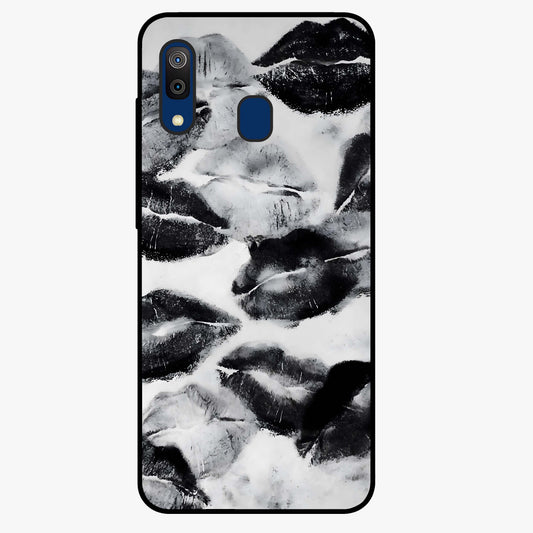 Midnight Kiss Marks Glass Case showing flat back view with lipstick kiss mark artwork and glossy glass finish.
