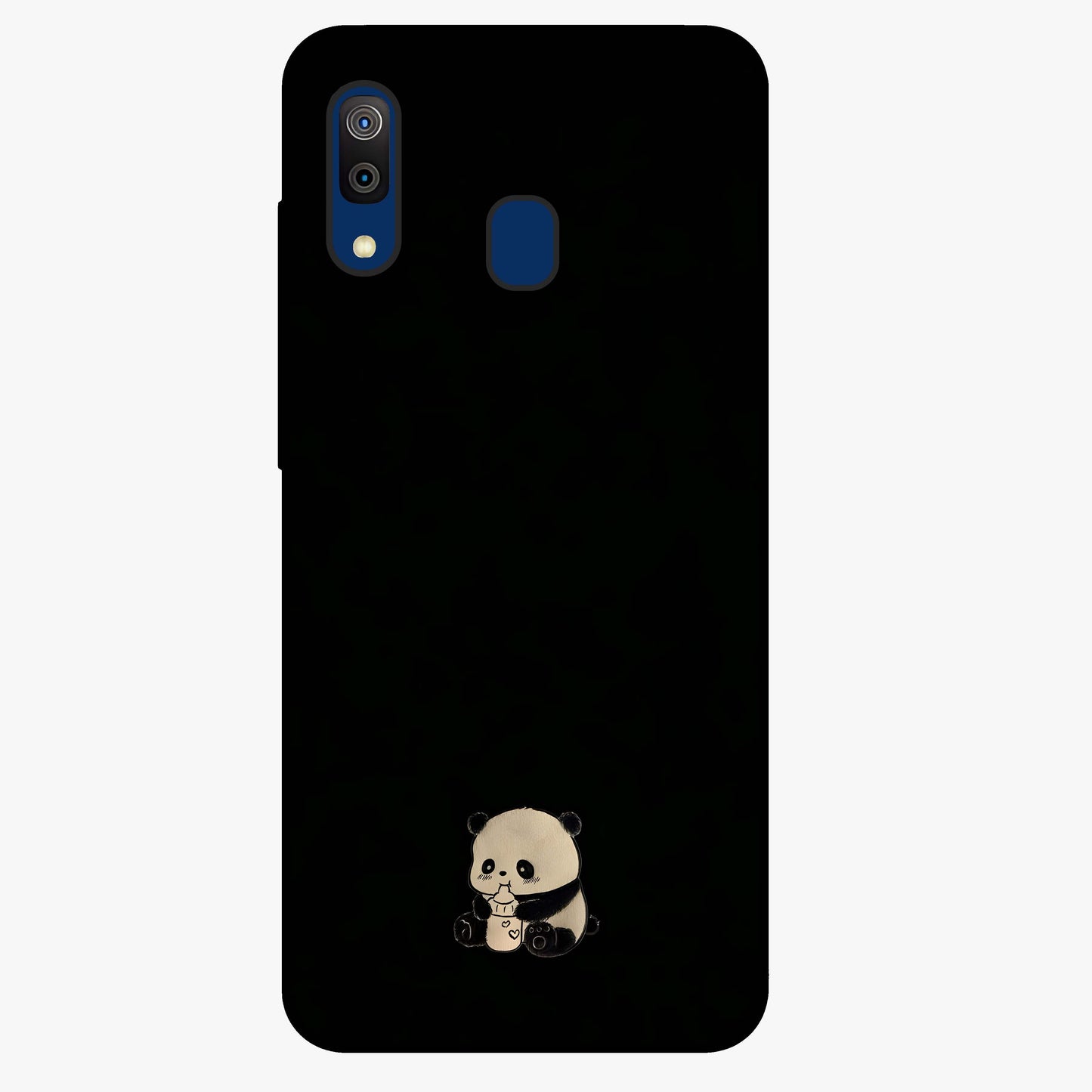 Midnight Panda Love Glass Case showing flat back view with cute panda themed artwork and glossy glass finish.
