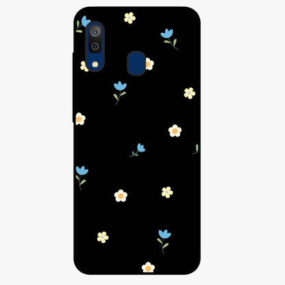 Minimalistic Blue With White Flower Pattern Glass Case showing flat back view with blue background and white flower pattern and glossy glass finish.