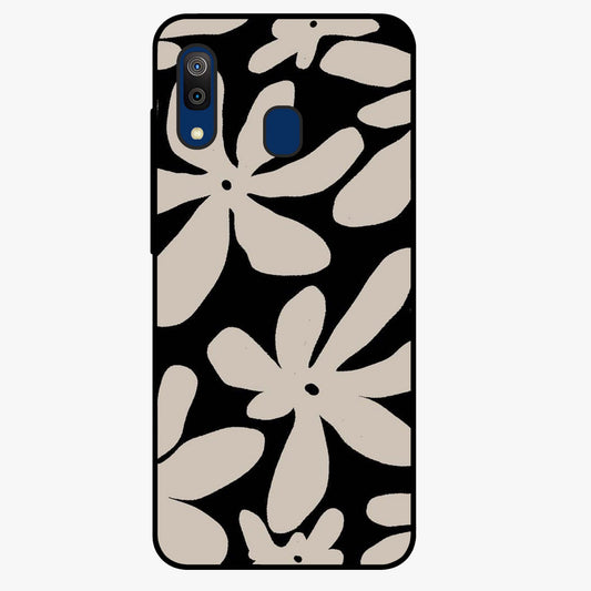 Monochrome Petal Dance Glass Case showing flat back view with monochrome floral artwork and glossy glass finish.