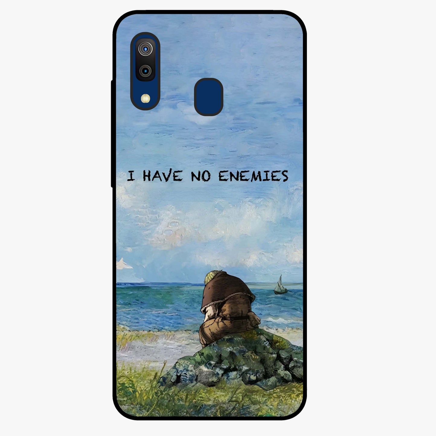 Peace Beyond War Glass Case showing flat back view with symbolic peace themed artwork and glossy glass finish.