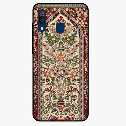 Persian Inspired Glass Case showing flat back view with ornate Persian style pattern artwork and glossy glass finish.