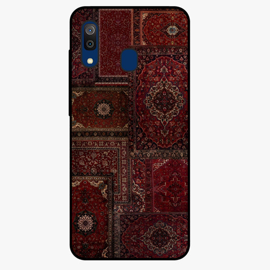 Persian Velvet Tale Glass Case showing flat back view with luxurious Persian velvet pattern artwork and glossy glass finish.