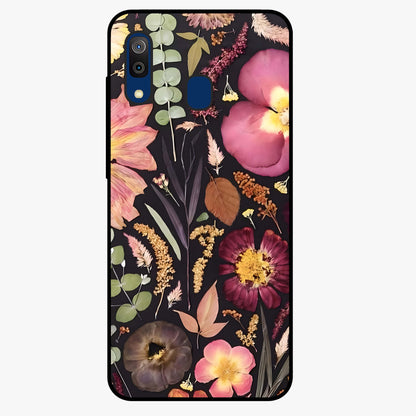 Petal Dream Tapestry Glass Case showing flat back view with intricate floral tapestry artwork and glossy glass finish.