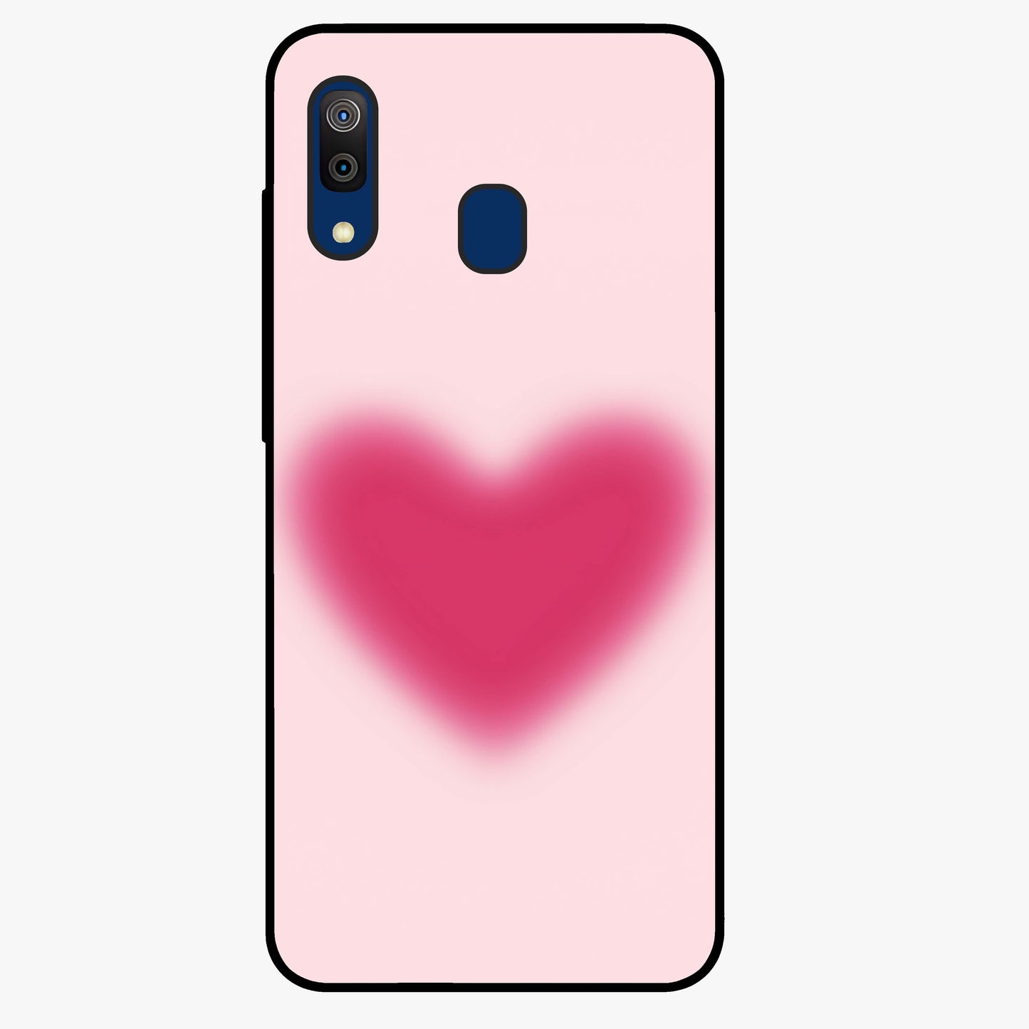 Pink Aura Heart Glass Case showing flat back view with glowing heart artwork and glossy glass finish.
