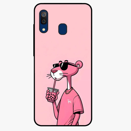 Pink Panther Glass Case showing flat back view with iconic pink panther artwork and glossy glass finish.
