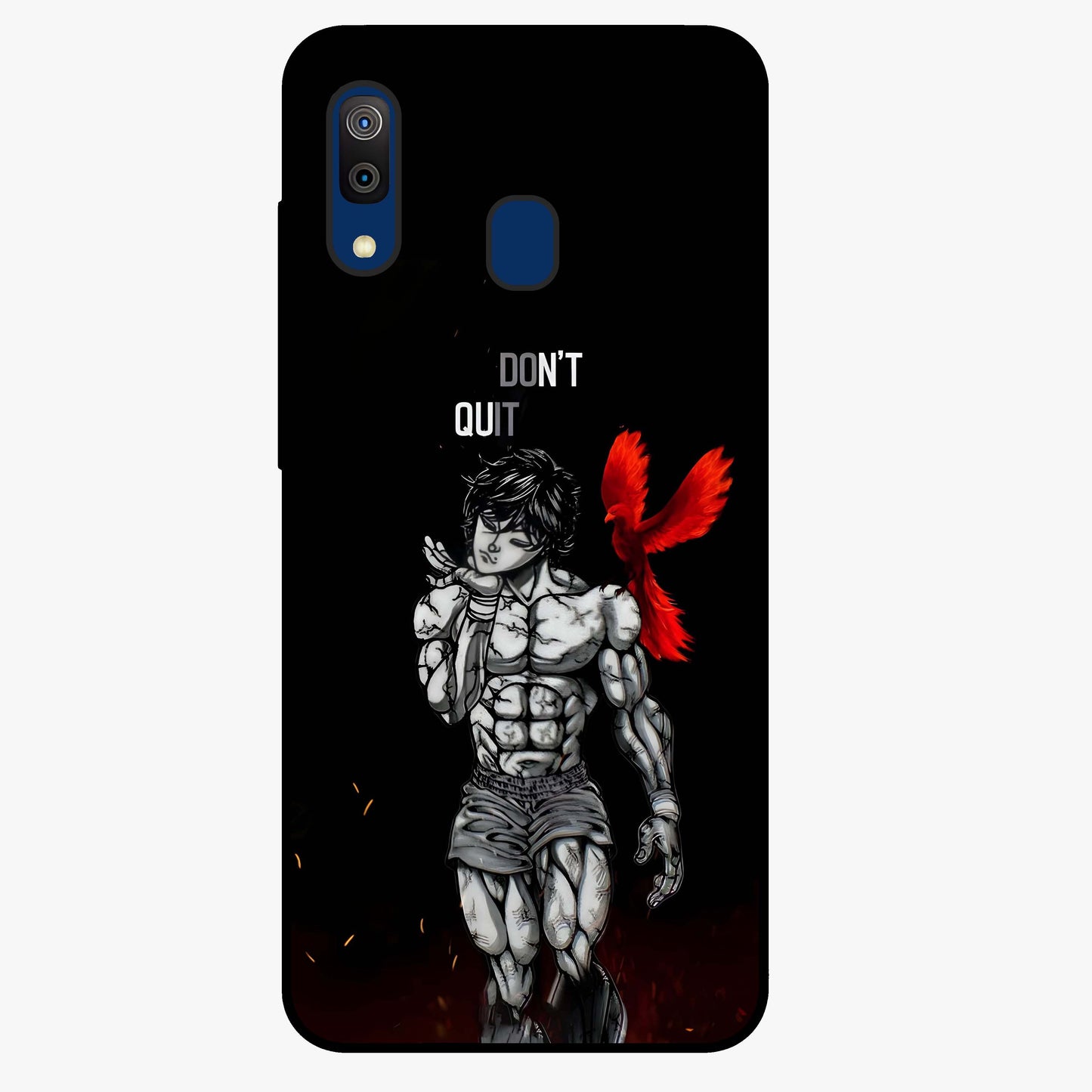 Rise Beyond Limits Glass Case showing flat back view with motivational typography artwork and glossy glass finish.