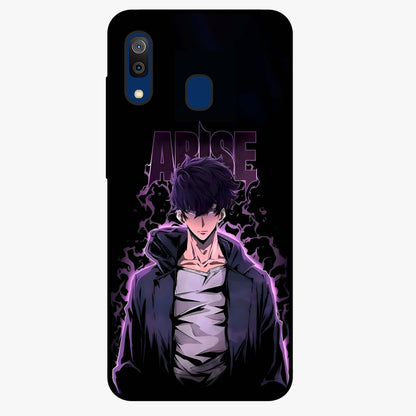 Shadow Monarch Awakening Glass Case showing flat back view with powerful dark monarch themed artwork and glossy glass finish.