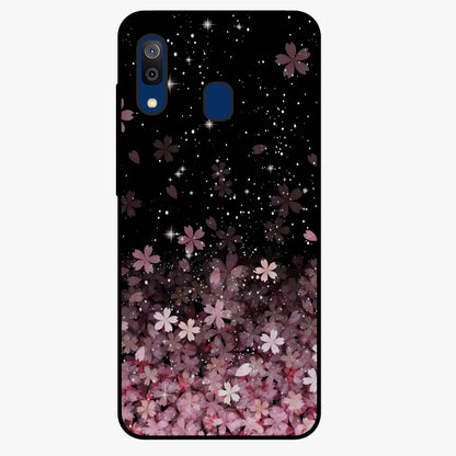 Small Starry Flowers Glass Case showing flat back view with delicate starry floral artwork and glossy glass finish.