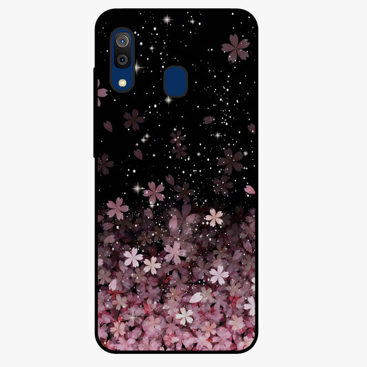 Small Starry Flowers Glass Case showing flat back view with delicate starry floral artwork and glossy glass finish.