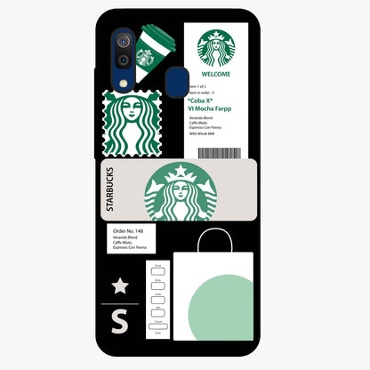 Starbucks Mocha Glass Case showing flat back view with coffee inspired artwork and glossy glass finish.