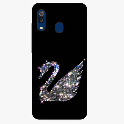 Starlit Swan Grace Glass Case showing flat back view with graceful swan artwork under starry sky and glossy glass finish.