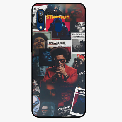 The Weeknd Glass Case showing flat back view with music inspired artistic portrait artwork and glossy glass finish.