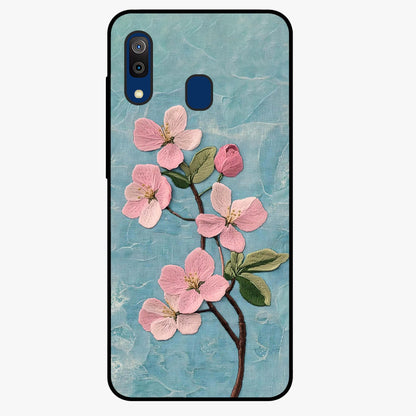 Threaded Blossom Breeze Glass Case showing flat back view with delicate blossom artwork and glossy glass finish.