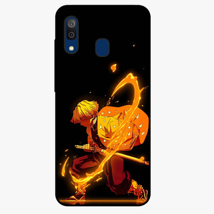 Thunder Flame Execution Glass Case showing flat back view with powerful flame and lightning artwork and glossy glass finish.