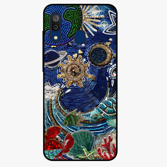 Universe Underwater Spark Glass Case showing flat back view with cosmic underwater themed artwork and glossy glass finish.