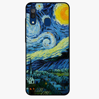 Van Gogh Art Glass Case showing flat back view with classic painterly artwork inspired by Van Gogh style and glossy glass finish.