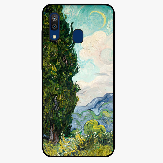 Van Gogh Vintage Art Glass Case showing flat back view with vintage painterly artwork inspired by Van Gogh style and glossy glass finish.