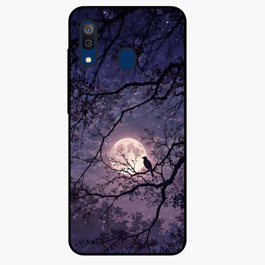 Whispering Moon Silence Glass Case showing flat back view with serene moon themed artwork and glossy glass finish.