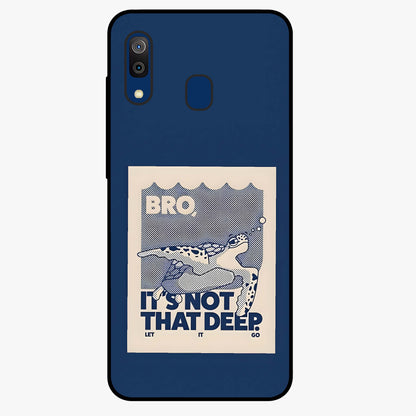 Worry Less Swim Glass Case showing flat back view with playful motivational artwork and glossy glass finish.