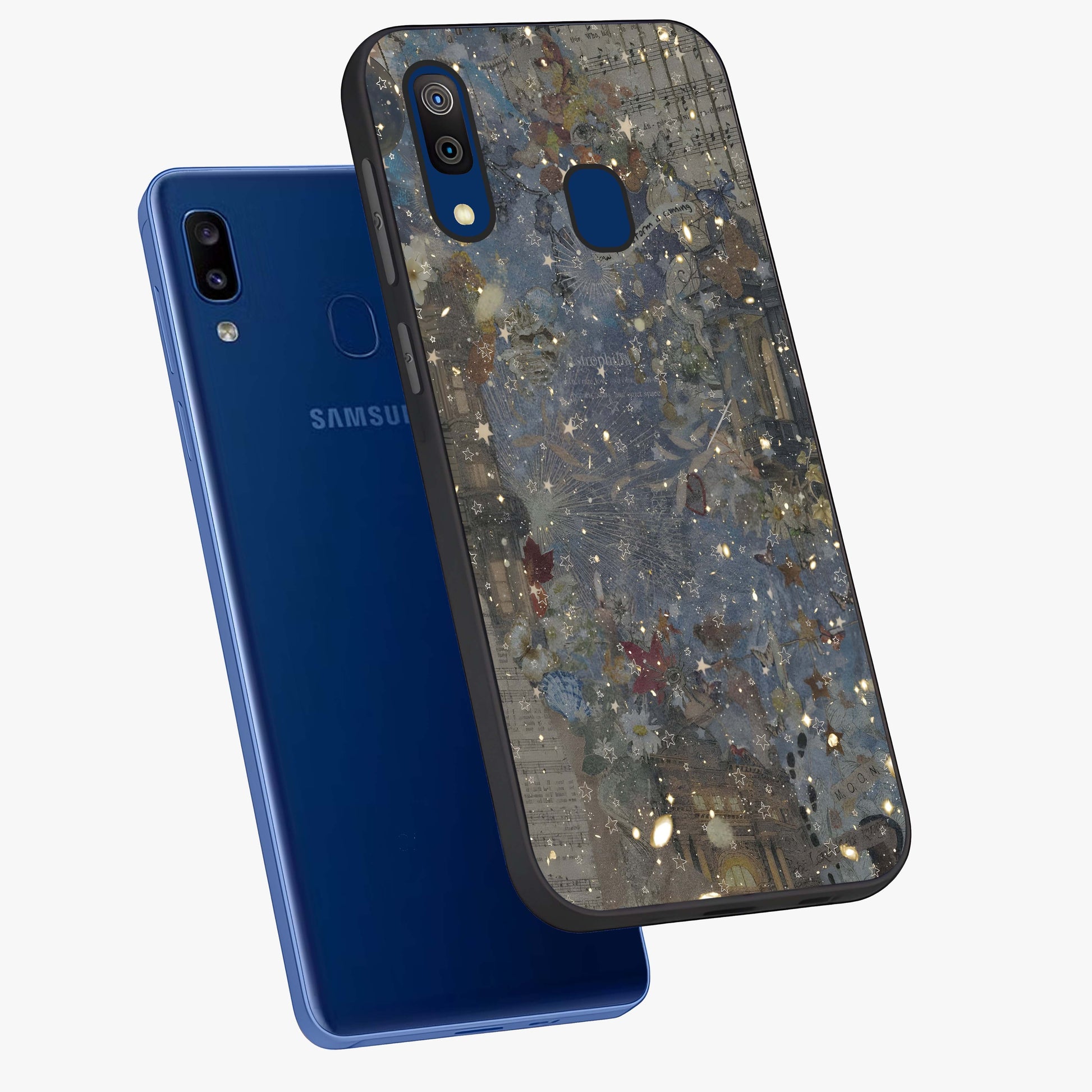 Aesthetic Astrolophia Glass Case displayed in angled mockup highlighting artistic aesthetic elements and smooth glass surface.